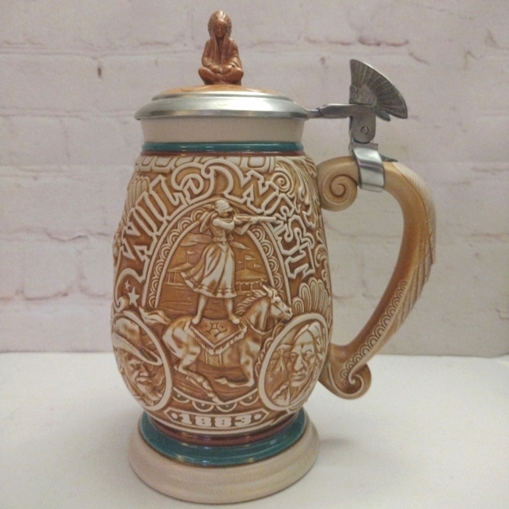Vintage 1993 Avon Tribute to the Wild West Beer Mug Stein with Lid